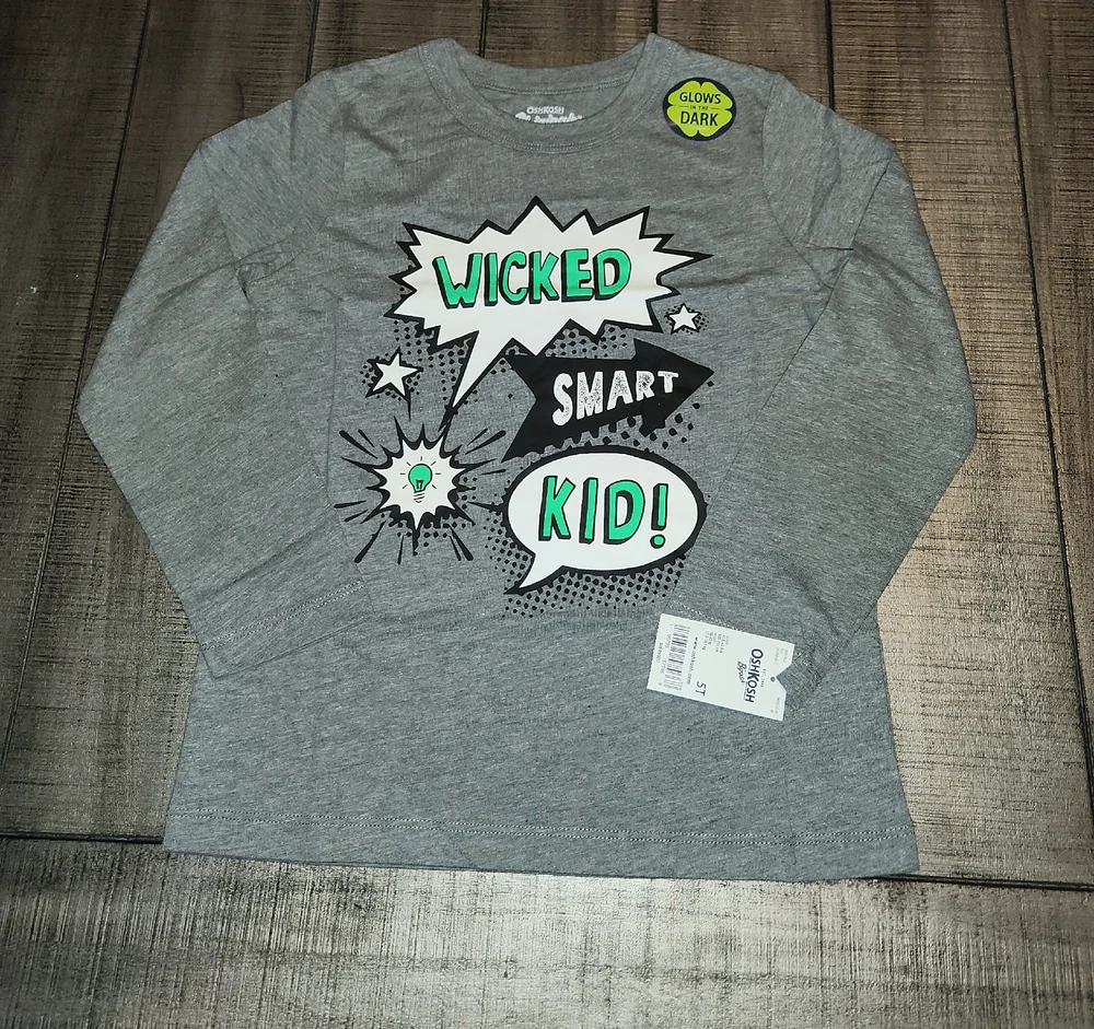NWT Oshkosh B'Gosh Glow-in-the-Dark Gray Kids Shirt